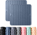 2 Pack Caketime Silicone Dish Drying Mat for Kitchen Counter Multiple Usage for Baking Cooking Grilling Under Sink Office Coffee Accessories Apartment Appliances Pioneer Woman Stuff 12"x12" Blue
