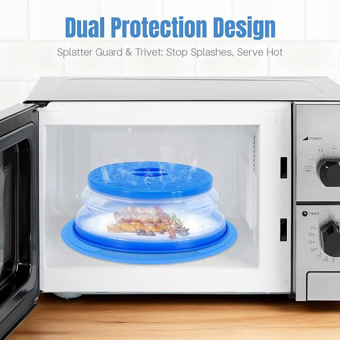 Microwave Splatter Cover - Microwave Mats Multi Use, Silicone Mat Place Holder Hot Food Cover, Microwave Plate Cover for Food, Pot Pad, Heat, Trivet, Kitchen Counter Mat Blue