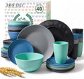 40 Piece Premium Wheat Straw Dinnerware Sets for 8 Unbreakable Plates and Bowls Sets Microwave and Dishwasher Safe Dinner Plates Set Camping, Apartment, Kids, Outdoor, RV, Party-Nightscape