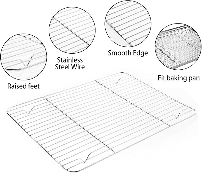 M MCIRCO Baking Sheet with Cooling Rack, Baking Mat Set, Set of 9 | Stainless Steel Cookie Pan with Cooling Rack, 3 Sheets + 3 Racks + 3 Mats, 10/12/16 Inch, Baking Pan, Easy Clean