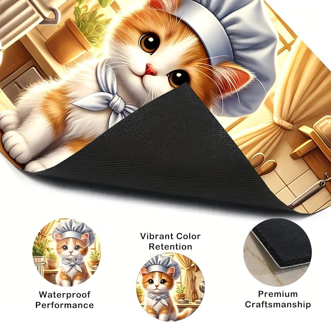 Nuxovilar Chef Cat Stove Cover Diatom Mud 20.47x28.34 In | Glass Protector Countertop Mat Counter Saver Cooktop Cover Kitchen Cooking Area Home Room (Chef Cat Illustration)