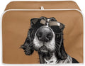 2 Slice Toaster Cover English Cocker Spaniel Print Bread Maker Machine Covers for Anti-dust and Fingerprint Washable Microwave Oven Cover, Brown and Black