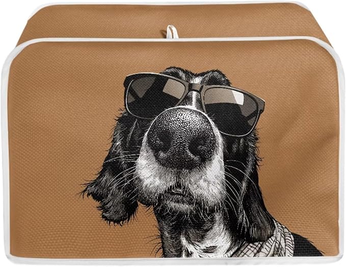 2 Slice Toaster Cover English Cocker Spaniel Print Bread Maker Machine Covers for Anti-dust and Fingerprint Washable Microwave Oven Cover, Brown and Black