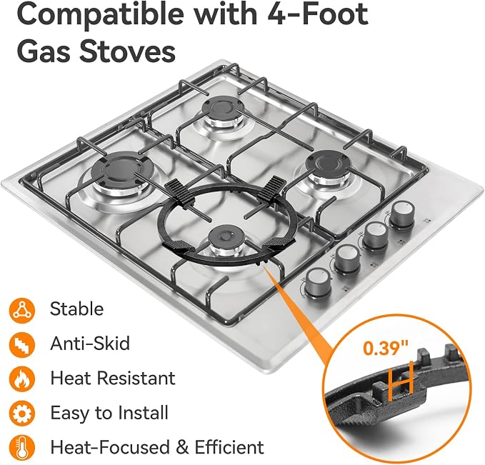WANGYUANJI 8.3" Cast Iron Wok Ring for Gas Burner - Universal Stove Adapter for Round Bottom Woks, Heavy Duty Non-Slip Support Rack Fits 6.7" Cookware, Stable & Heat-Resistant Stove Grate Stand