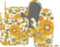 Retro 70s Style Flower Oven Mitts and Pot Holders Sets Silicone Kitchen Mitts Potholders Heat Resistant 4Pcs Oven Gloves Hot Pads for Kitchen Baking Cooking BBQ Grilling