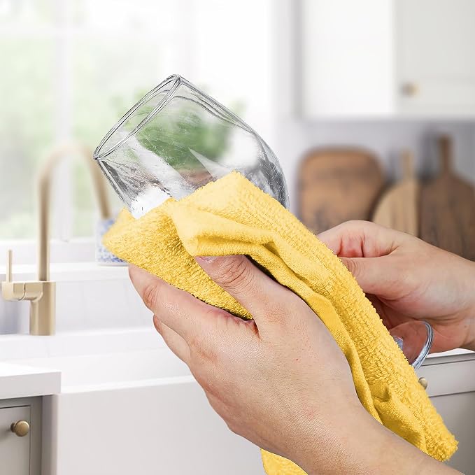 Avalon Towels Bar Towels (Pack of 120) Size 14x17 Inches – 100% Cotton, Absorbent and Reusable Cleaning Rags, Multipurpose Cleaning Towels, Terry Cloth Rags, Durable Shop Rags (Yellow)