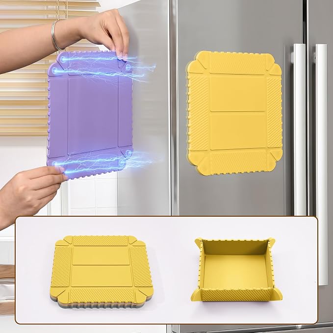 Magnetic Silicone Trivet Mat - Heat Resistant Hot Pad for Hot Dishes, Pots & Pans, Non-Slip Table & Countertop Protector (2, Lemon Yellow)
