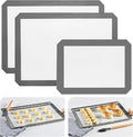 Silicone Baking Mat Set of 3, 2 Half Sheets (16.5"x11.6") + 1 Quarter Baking Sheet Reusable Silicone Cooking Mat, BPA Free Baking Sheet for Cookies, Macarons Bread & Pastry