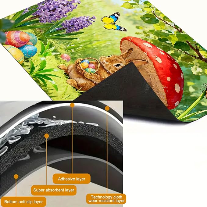 HOMETITUTE Spring Stove Top Cover 28x20 Bunny Mushroom Heat Resistant