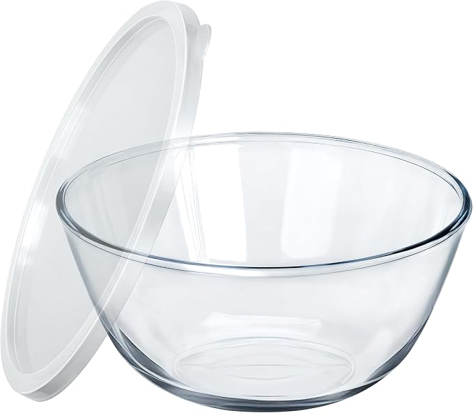 OZY Large Glass Bowl for Sourdough Bread Making,4.9 Quart Glass Mixing Bowl for Sourdough Bread with Lid,Large Glas Salad Bowl,Kitchen Salad Bread Storage