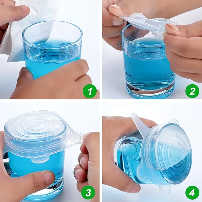 Patelai 16 Pack Silicone Jar Covers Same Size Silicone Jar Cap Stretch Lids Thicker Reusable Container Cover, Expandable Food Storage Covers Dishwasher and Freezer Safe 2.6-3.3 Inch(Multicolor)