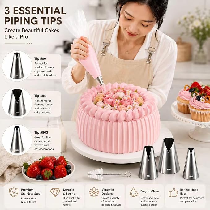 cake piping tips, Russian Piping Tips Set,V-shaped Wave Nozzles Piping Kit - DIY Icing Nozzle Tool for Cupcakes (V-shape)