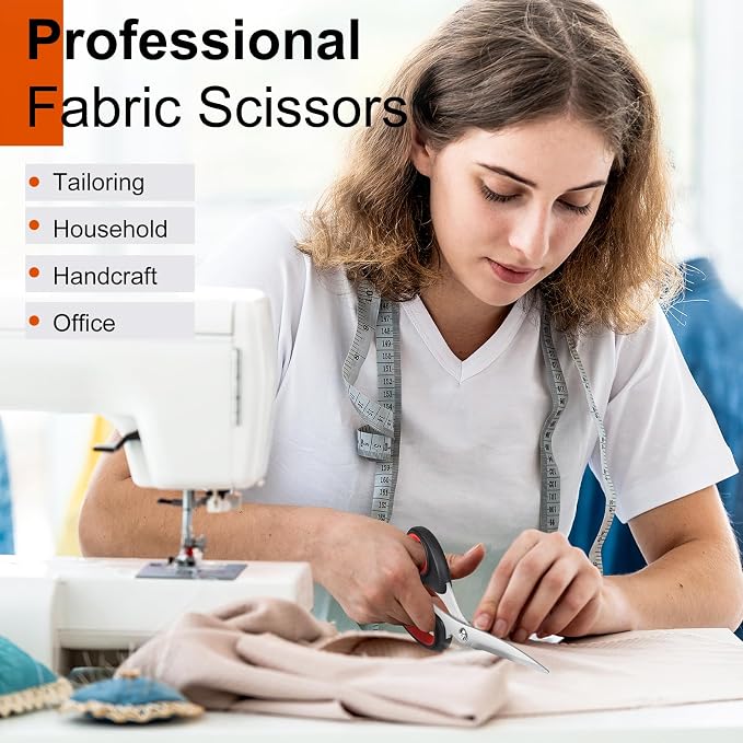 iBayam Scissors All Purpose, 9.3 Inch Heavy Duty Stainless Steel Shears | Home Household Cutting Fabric Leather, Sewing Shears, Paper Box Cutter, Package Opener, Hand Cutting Tools