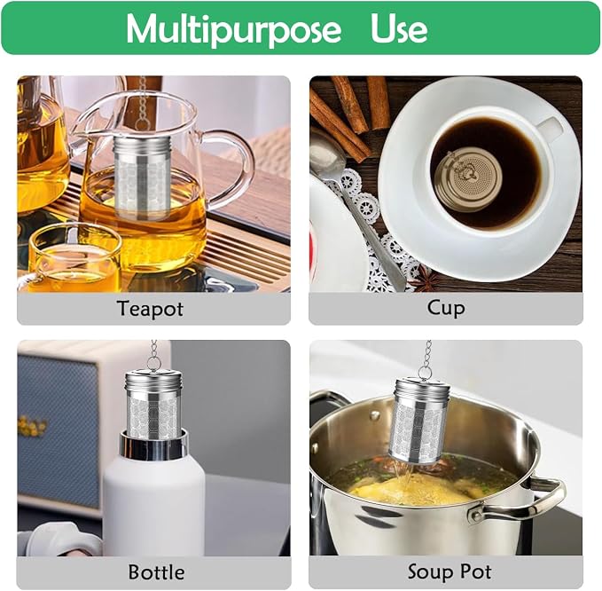 2 Pack Stainless Steel Tea Infusers, Extra Fine Mesh Strainers with Drip Trays, Brew Loose Tea
