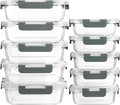 M MCIRCO 10 Pack Glass Food Storage Containers with Lids, Gray | Glass Meal Prep Containers,Airtight Lunch Containers with Lids, Microwave, Oven, Freezer and Dishwasher Friendly, BPA Free