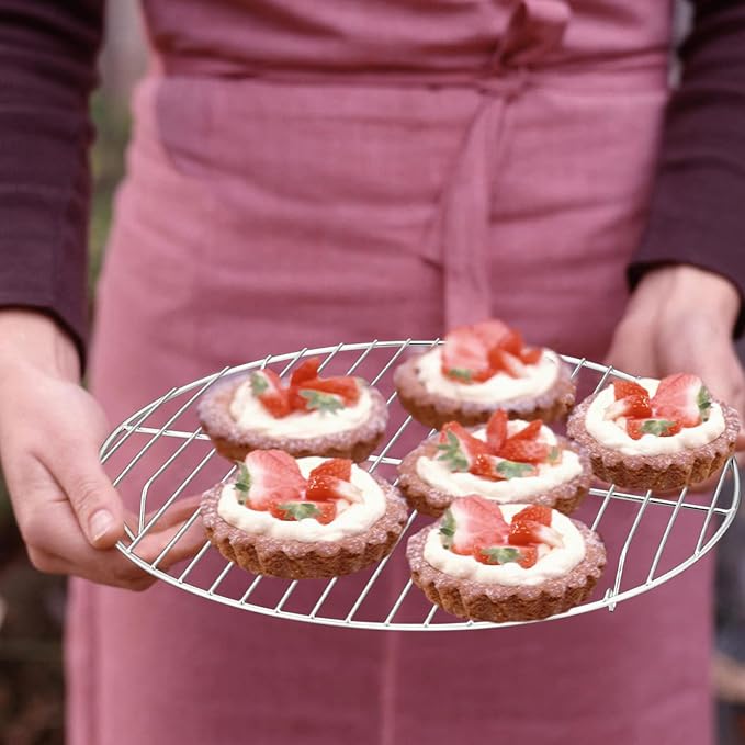 TeamFar Cooling Rack, 10.5 inch Stainless Steel Wire Rack Round | Baking Racks for Cooking Steaming Roasting Cooling, Healthy & Non-toxic, Oven & Dishwasher Safe, Mirror Surface – Set of 4
