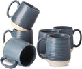 HASENSE Porcelain Coffee Mugs Set of 6, 15 Ounce Large Ceramic Coffee Cups Set with Handle for Latte, Tea, Cocoa and Hot Chocolate, Dark Blue Coffee Mugs for Men and Women, Microwave Safe