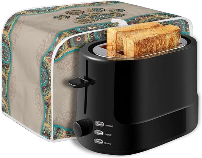 Boho Mandala Paw Printed 2 Slice Toaster Dust-proof Cover with Fingerprint Protection