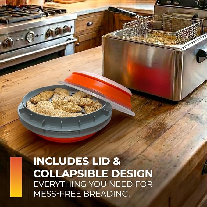 CanCooker Collapsible Breading Batter Bowl | 2 Pack | Mess Free Shaker Container & Mixer | Ideal for Fish Fry Fried Chicken & Wings
