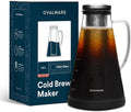 OVALWARE Airtight Cold Brew Coffee Maker with Tea Infuser & Spout 1.5L/51oz | Borosilicate Cold Brew Coffee & Iced Tea Maker with Removable Strainer & Spout | Ideal for Home Baristas & Tea Enthusiasts