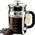 QUQIYSO French Press 51oz,Large French Press Thickened Glass Coffee Press | French Press Stainless Steel,Large Capacity Coffee Maker,Easy to Clean,4 Filter,Suitable for Party Home Office(Silver)