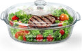 Reasim 2.8L/3Qt Glass Casserole Baking Dish with Lid, Large Oval Glass Casserole Dish with Lid,Mixing Bowl Food Container,Oven,Freezer&Microwave Safe,Clear Container