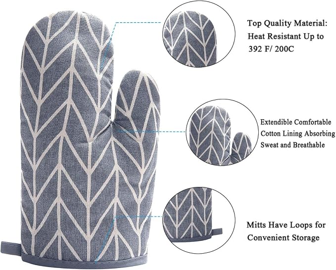 WinChange Oven Mitts and Potholders BBQ Gloves-Oven Mitts and Pot Holders Sets with Recycled Cotton Infill Silicone Non-Slip Cooking Gloves for Cooking Baking Grilling (4-Piece Set,Grey)