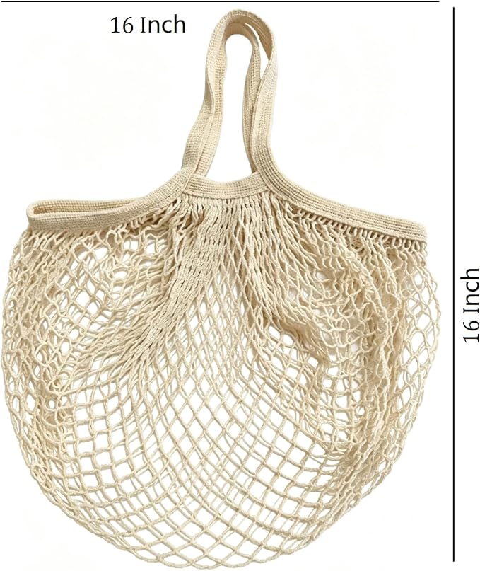 3 pack Reusable Grocery Bags Cotton Net Shopping Tote Ecology Market String Bag Mesh Beach Bags Produce Vegetable Bags
