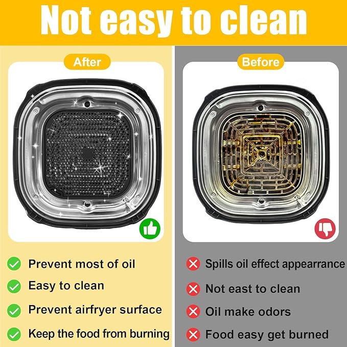 Palksky Air Fryer Mat & Splatter Shield Compatible with Ninja Crispi Airfryers, Silicone Trivets & Splatter Guard for Portable Glass Cooking System, Dark Gray & Black