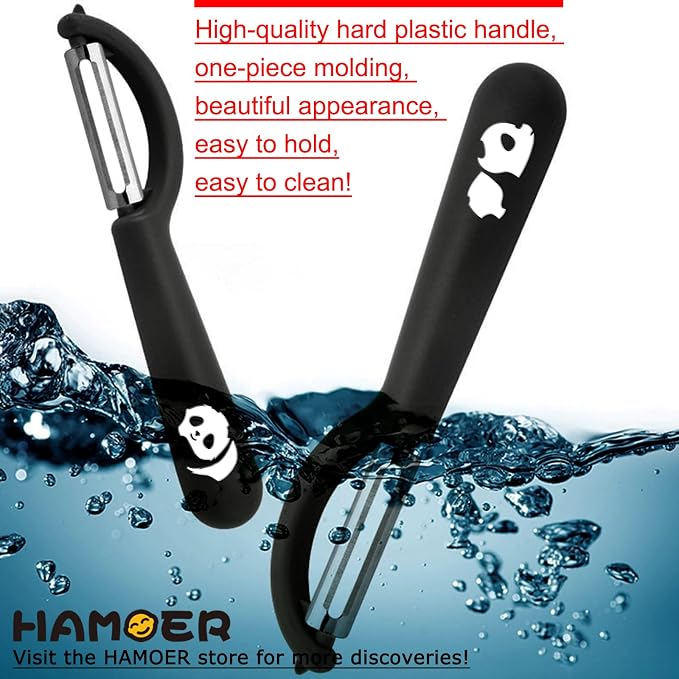 2Pack Swivel & Julienne Peeler Set Ergonomic Black Grip,420 SS Blade | Modern minimalist handle,Simple structure,Multifunctional,Cartorya peeler,Blade guard