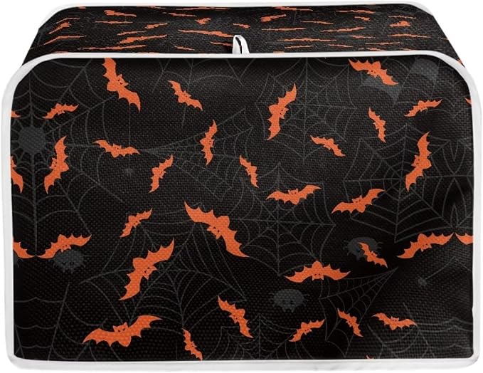 Halloween Spider Web Bats Toaster Cover - Dustproof & Waterproof 4 Slice Small Appliance Cover