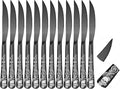 Skull Ultra Sharp 2-IN-1 Serrated Knives, SANLUNS Chef Knife Set Serrated Knives of 12 - Professional Design Collection - 18/0 Stainless Sharp Dinner Knive Unique Skull Pattern Design