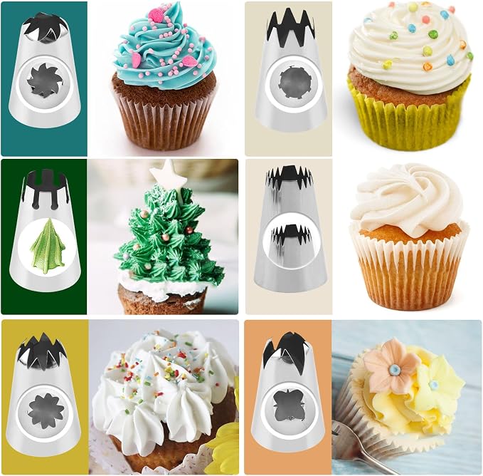 12PCS Large Piping Tips Set with Pastry Bag – for Cookie, Cake & Cupcake