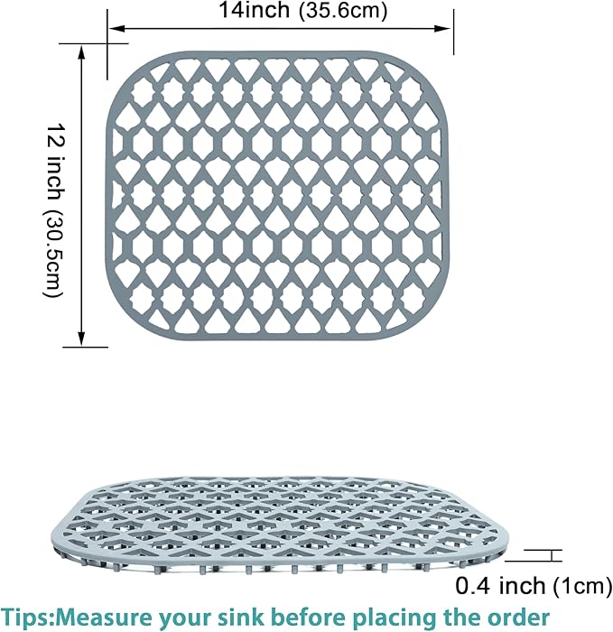 Silicone Kitchen Sink Protectors Mats - 12" 13" 14" 16" 18" 19" 21" 22" 24" 25" 26" 28" 30", Heat Resistant, Machine-wash (14”x12”)