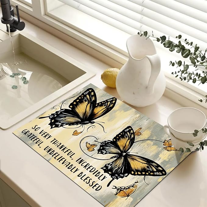 HOMETITUTE Spring Stove Top Covers for Electric Stove 28x20 Inches Butterfly Artwork Heat Resistant Glass Cooktop Pad Decorative Stovetop Cover for Kitchen Coffee Bar Decor