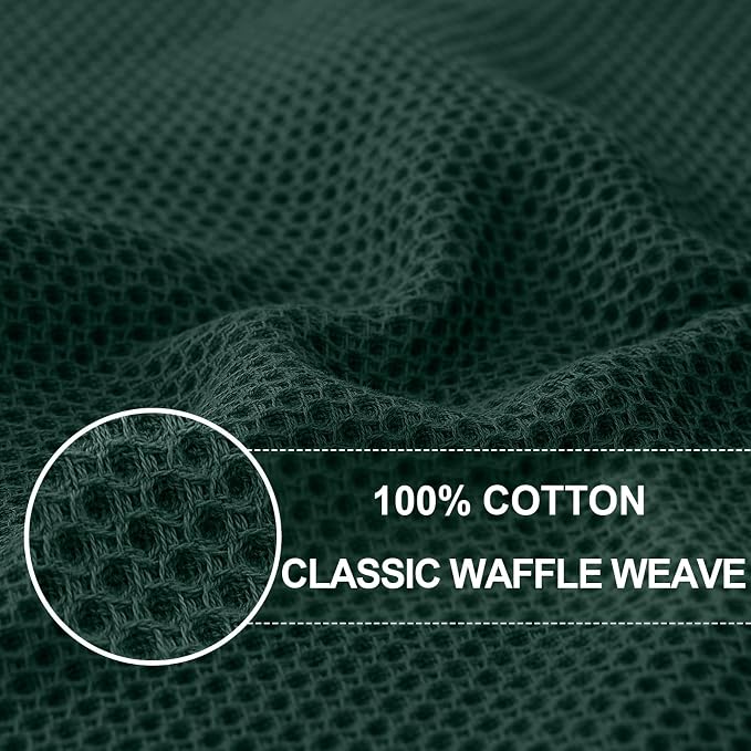 Homaxy 100% Cotton Oversized Waffle Weave Kitchen Towels 4-Pack | Blackish Green, 20 x 28 Inches, Ultra Soft Absorbent Dish Towels, Quick Drying Large Cleaning Towels