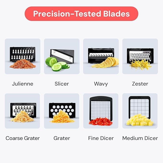 Fullstar Pro Original Vegetable Chopper & Mandoline Slicer Kitchen Gadget | 8 in 1 Veggie Slicer, Onion & Fruit Cutter with Sharp Stainless Steel Blades & Container, All-in-One Meal Prep Tool (White)