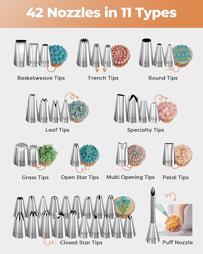 Kootek 180 Aluminum Cake Decorating Kit, Baking Tools for Beginners & Pros | Smooth Rotating, All-in-1 Kit, Easy to Clean, Cake Stand Turntable for Decorating Display Baking, Piping Bags and Tips Set