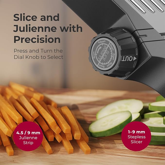 MuellerLiving Mandoline Slicer for Kitchen, Stainless Steel, Slice or Julienne, Vegetable Chopper, Fruit Slicer | Stainless Steel Slicer for Kitchen | Julienne | Vegetable Chopper | Fruit Slicer