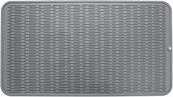 MicoYang Silicone Dish Drying Mat for Multiple Usage,Easy clean,Eco-friendly,Heat-resistant Silicone Mat for Kitchen Counter or Sink,Refrigerator or Drawer Liner Grey 4XL 32 inches x 18 inches