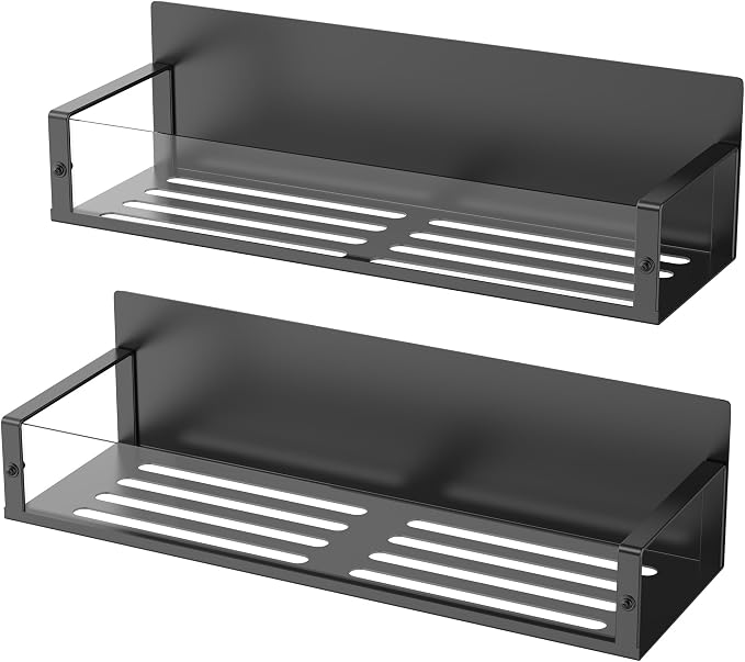 Metal Magnetic Spice Rack for Refrigerator Clear, 2 Pack | Magnetic Shelves Heavy Duty for Fridge in Kitchen, Seasoning Storage Organizer, For Oven Washer and Dryer, For Heavier Items
