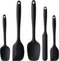 Silicone Spatula Set,5 Piece Food Grade Rubber Spatulas,Black | Spatulas Silicone Heat Resistant for Baking,Cooking,and Mixing High Heat Resistant Non Stick Dishwasher Safe BPA-Free
