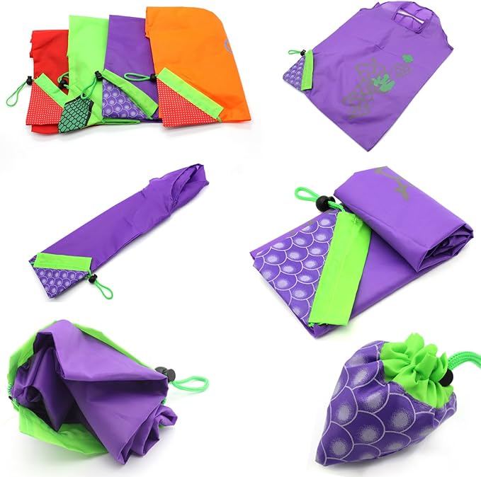 10PCS Fruits Reusable Grocery Shopping Tote Bags Folding Pouch Storage | Reusable Grocery Bags Foldable Machine Washable Reusable Shopping Bags,Lightweight Polyester Fabric