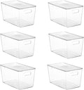 Vtopmart 6 Pack Clear Stackable Storage Bins with Lids, XLarge | BPA-free Plastic, Organize Vertically, For Pantry Kitchen Fridge Cabinet Closet Bathroom, Built to Last, Easy to Move
