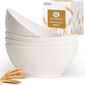 65 OZ Big Bowl Set - Wheat Straw Bowls Unbreakable Salad Bowls Set of 4, Plastic Bowl Reusable for Kitchen, Camping, Party, Popcorn, Microwave & Dishwasher Safe Bowl (White)