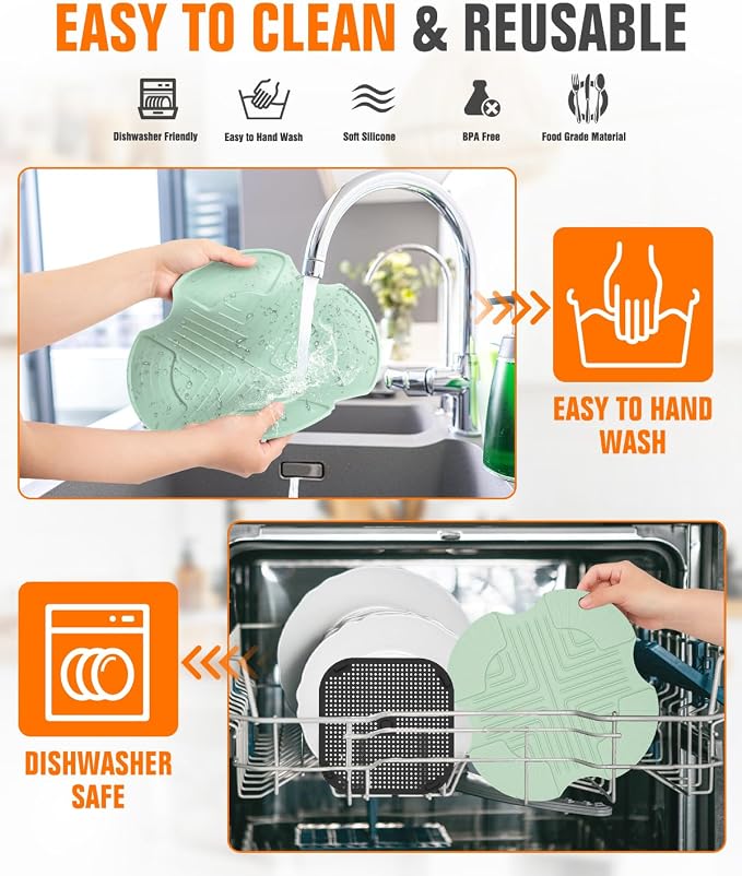 2 PCS Silicone Trivet & Splatter Shield for Ninja Crispi (Green&Black) | Heat Resistant & Non-Slip Silicone,Blocks Oil Splashes,Guards Countertops,Reusable,Easy To Clean,Dishwasher Safe