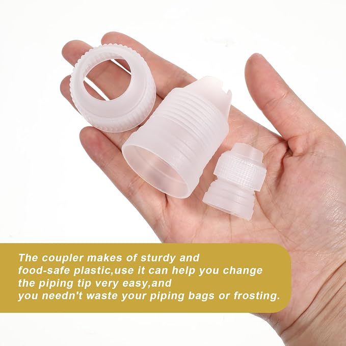 6 Pieces Couplers for Piping Bags Two Different Sizes Plastic Couplers of Large Size Cake Decorating Coupler White Pastry Bag Coupler for Piping Bags, Icing Nozzles