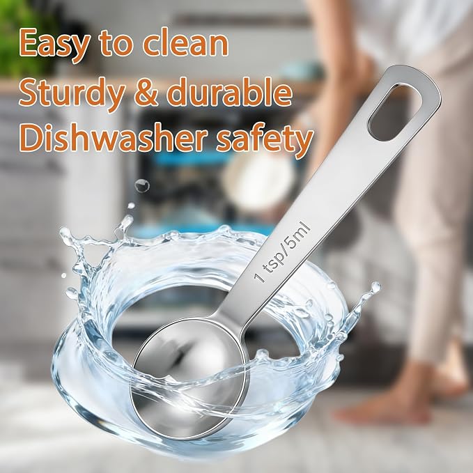 5PCS 1tsp(1/3tbsp, 5 ml) Measuring Spoon Teaspoons Stainless Steel Measure Spoons for Precise Cooking, Baking and Spices Measurement