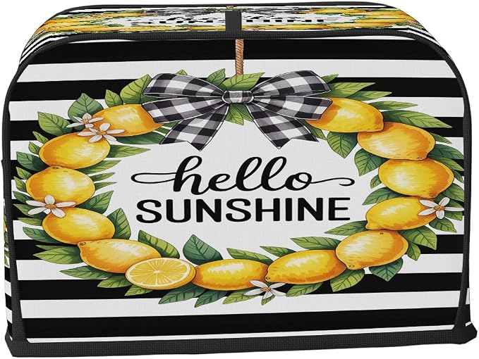 4 Slice Toaster Cover Hello Summer Lemon Toaster Covers Four Slice Wide Slot Waterproof and Dustproof Covers for Wide Slot Toasters and Small Appliances Kitchen Decor Gifts