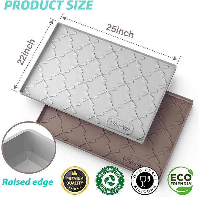 Waterproof Under Sink Mat 25" x 22" Silicone Mat Cabinet Protector | Heavy Duty Kitchen Cabinet Liner, Easy Press Drain, Home Essentials for Pet Feeding, Boots, Bathroom, Organizers & Storage